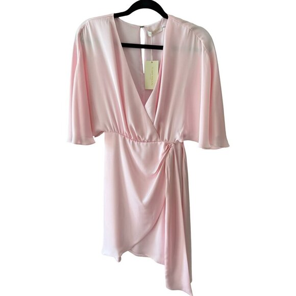 NWT RAMY BROOK Alexis Pink Mini Wrap Dress, Batwing Sleeves, Easter, Size 00 - Picture 3 of 9